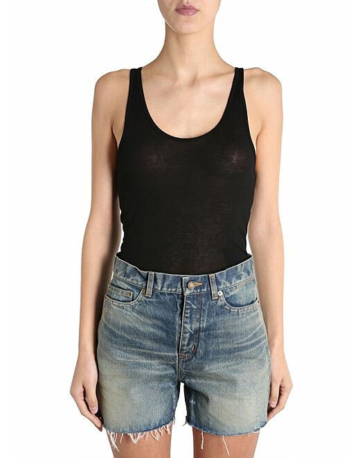 Saint Laurent Paris o1b1hav110525 504959 Tank Top in Jersey in Black Size XL / US 12-14 / IT 48-50 - 1 Thumbnail