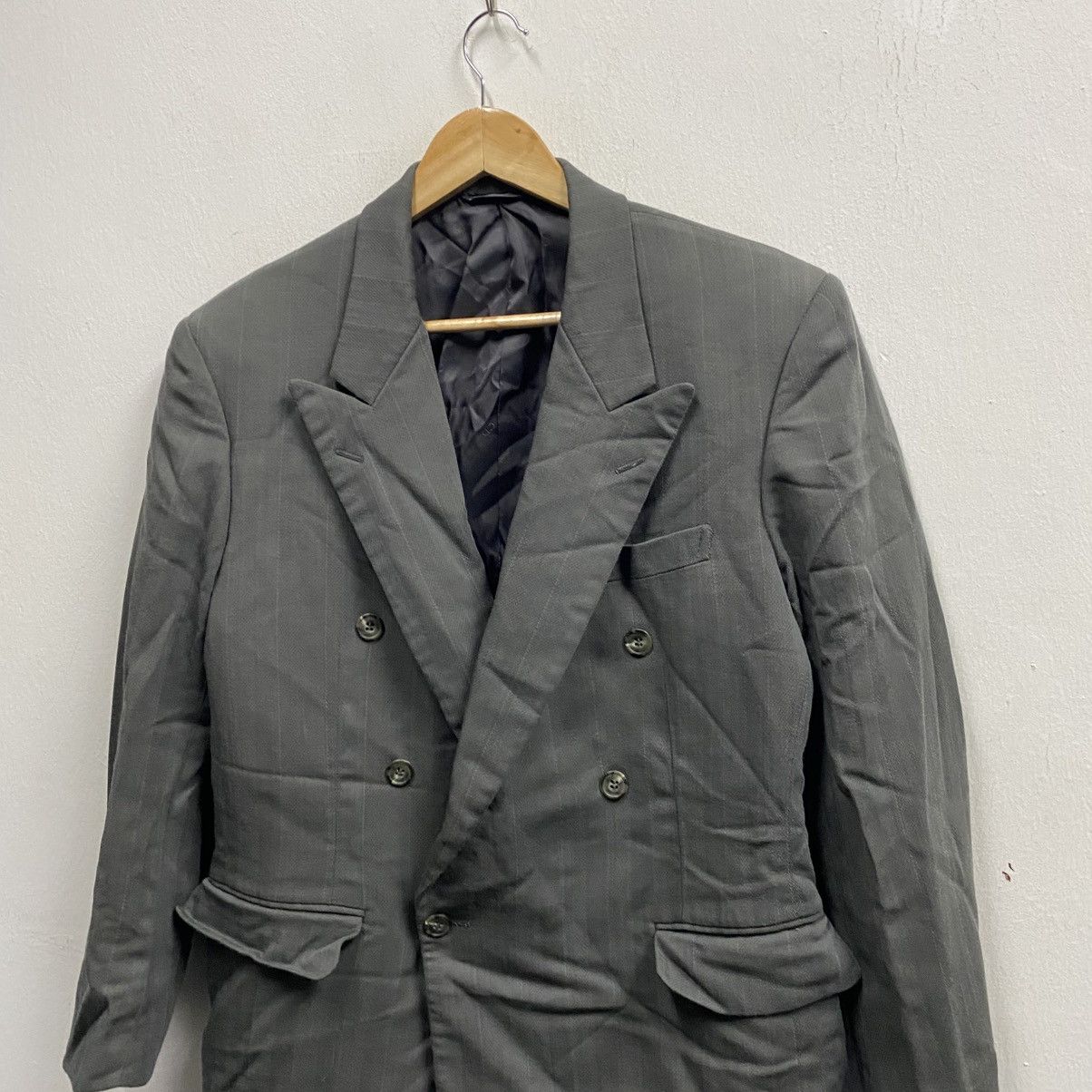 Christian Dior Monsieur Vintage Dior Double-Breasted Grey Pinstripe Blazer Jacket Size 36R - 4 Thumbnail