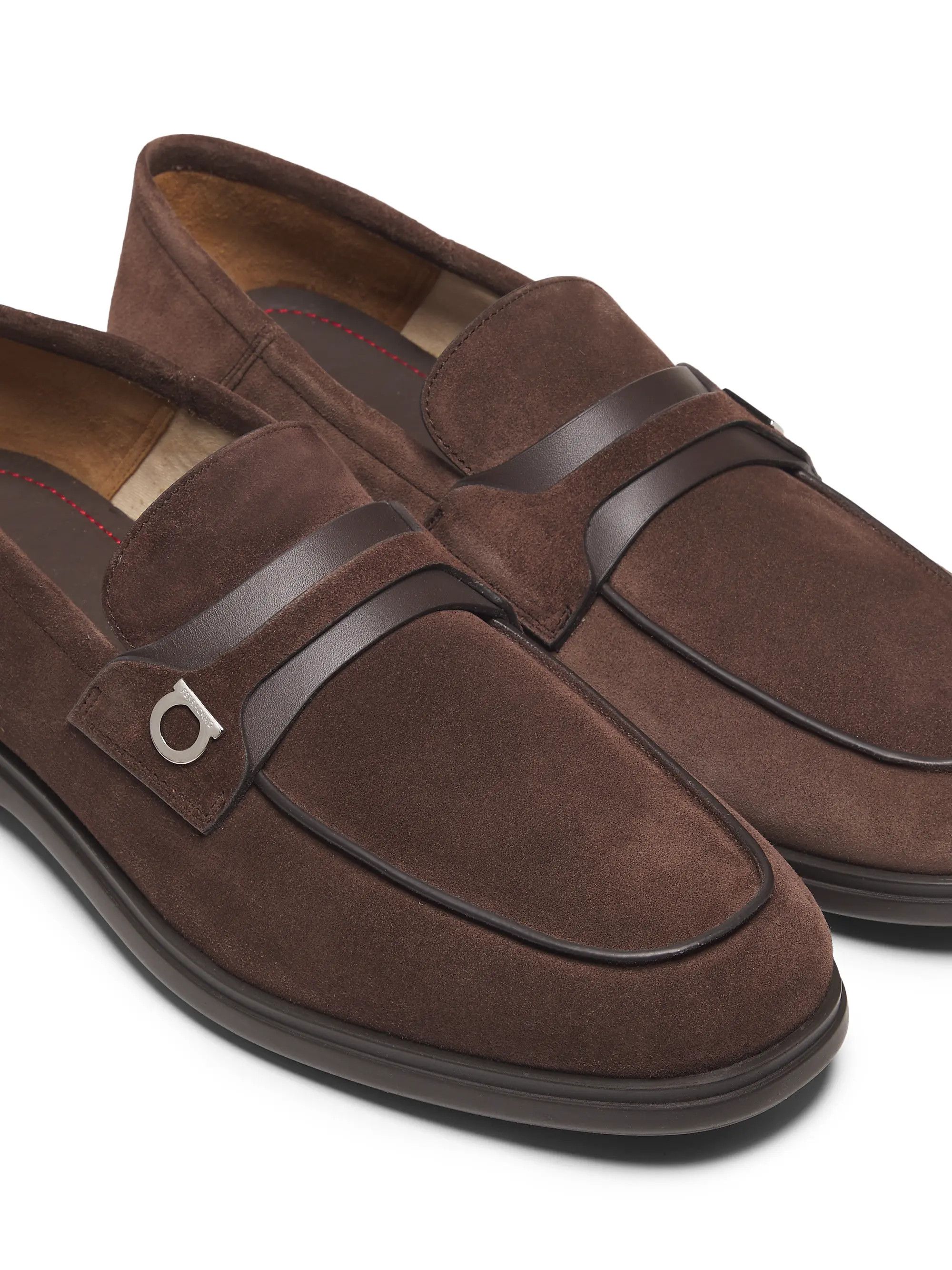 Salvatore Ferragamo os11x0226 Deconstructed Suede Loafers in Brown Size US 10 / EU 43 - 2 Thumbnail