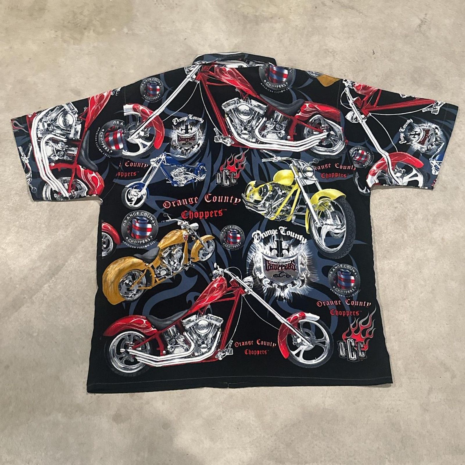 West Coast Choppers 2004 Orange County Chopper Button Up Motorcycle Biker Shirt Size US XL / EU 56 / 4 - 6 Thumbnail