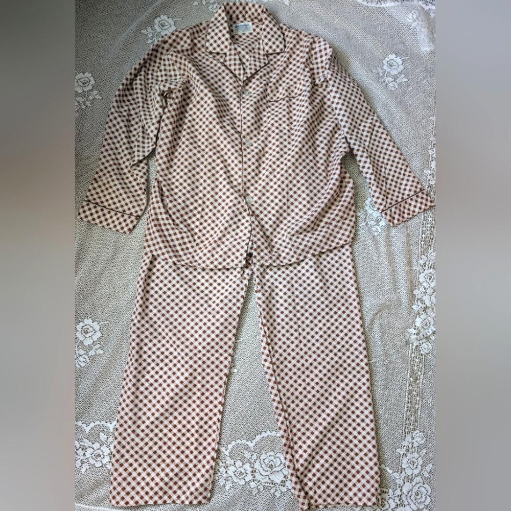 Designer Men's Vintage 80s Alexander's Checkered Pajamas Loungewear Size ONE SIZE - 4 Thumbnail