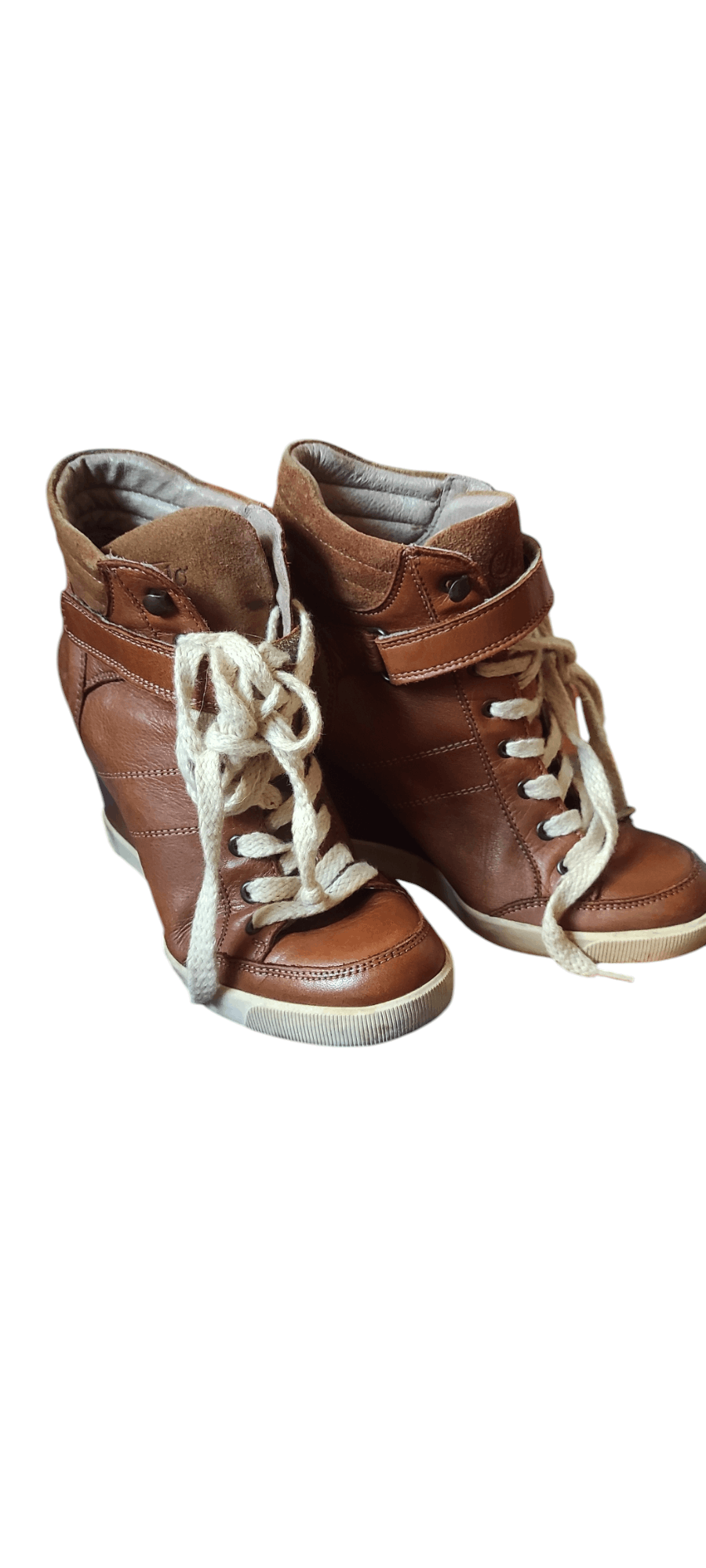 Buffalo London × Leather Buffalo London Brown leather Bull Boxer Wedge Ankle Boots Size US 7 / IT 37 - 6 Thumbnail