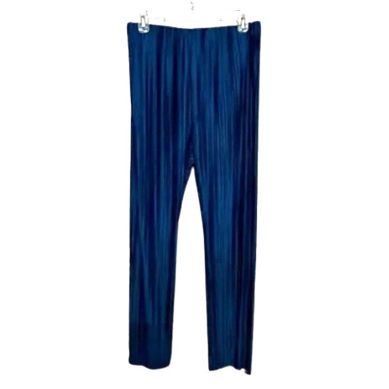 Calvin Klein Calvin Klein Wide Leg Pants Pull On Pleated Texture Blue S Size 29" - 2 Thumbnail