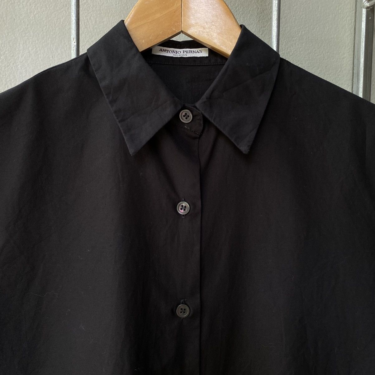 Designer ANTONIO PERNAS Black Short-Sleeve Collared Blouse Size XS / US 0-2 / IT 36-38 - 12 Thumbnail