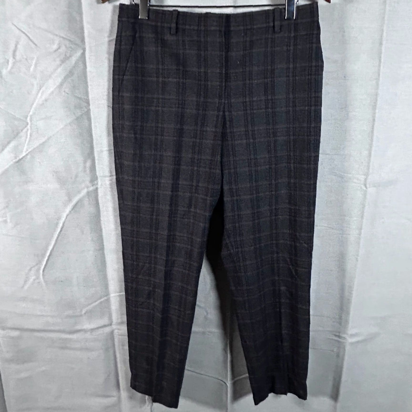 Theory VINTAGE? No — Theory Treeca 4 Griffin Plaid Wool Blend Tapered Ankle Pants Grey Brown Size 4 Size 27" / US 4 / IT 40 - 2 Thumbnail