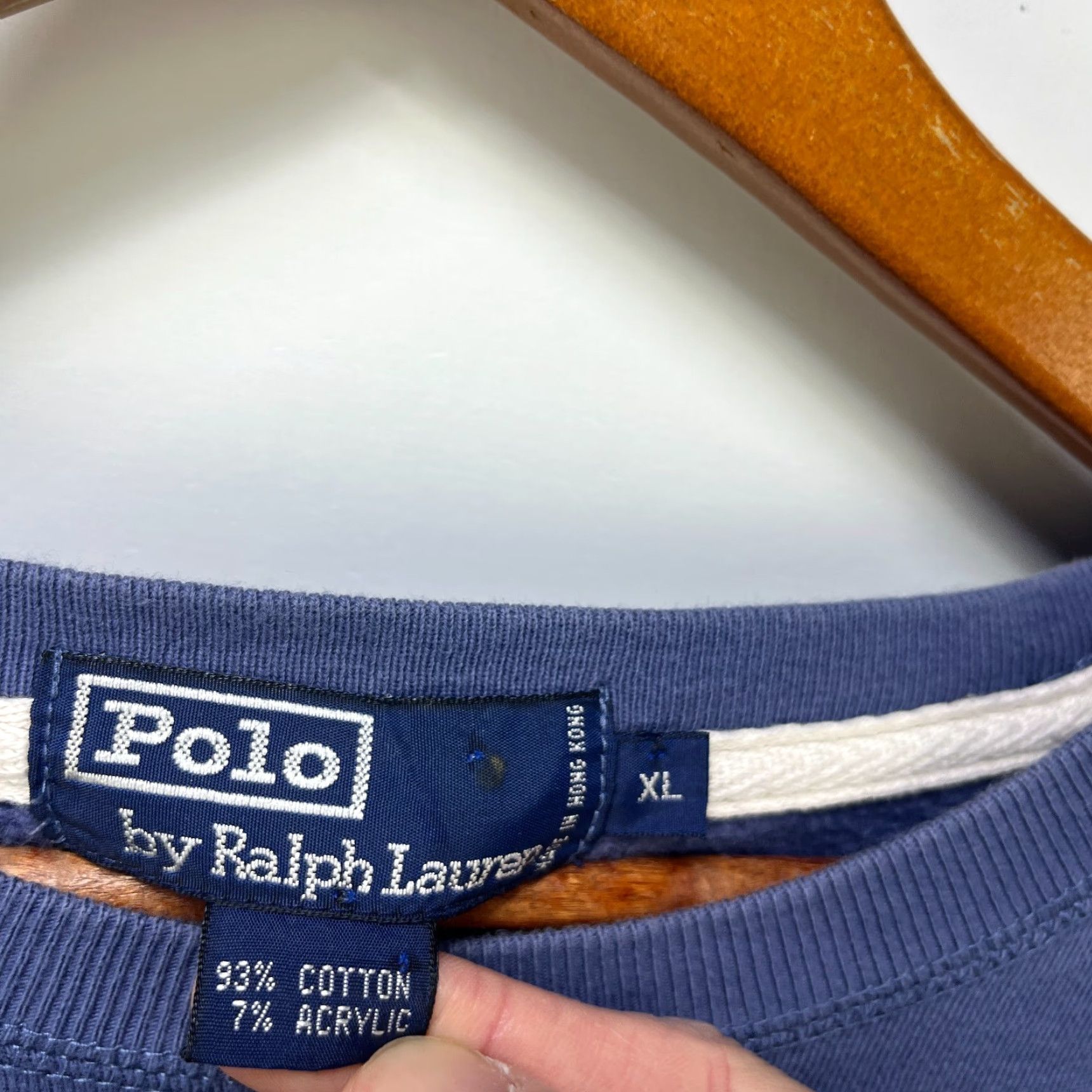 Vintage VINTAGE Polo Ralph Lauren Pony Sweatshirt XL Blue 90s Hooded Crew Neck Sweatshirt Mens Size US XL / EU 56 / 4 - 4 Thumbnail