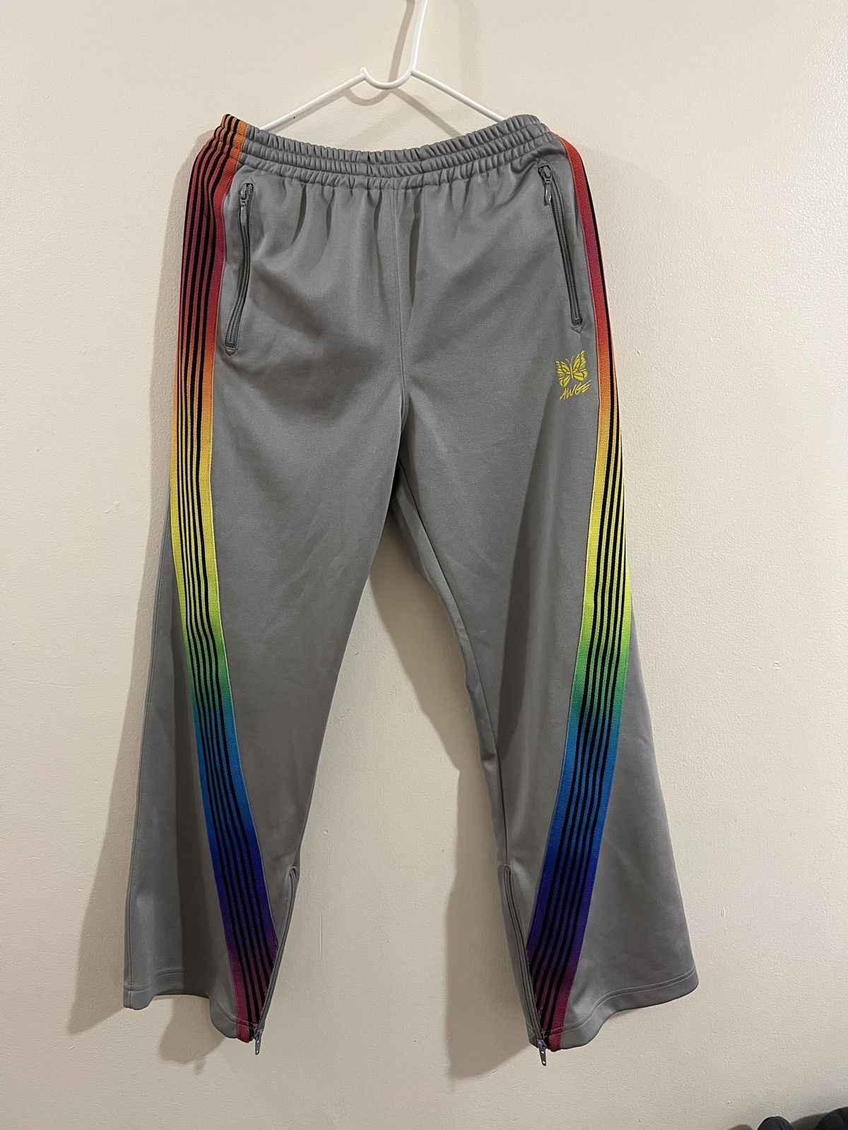 Needles x AWGE Grey Rainbow Track Pants