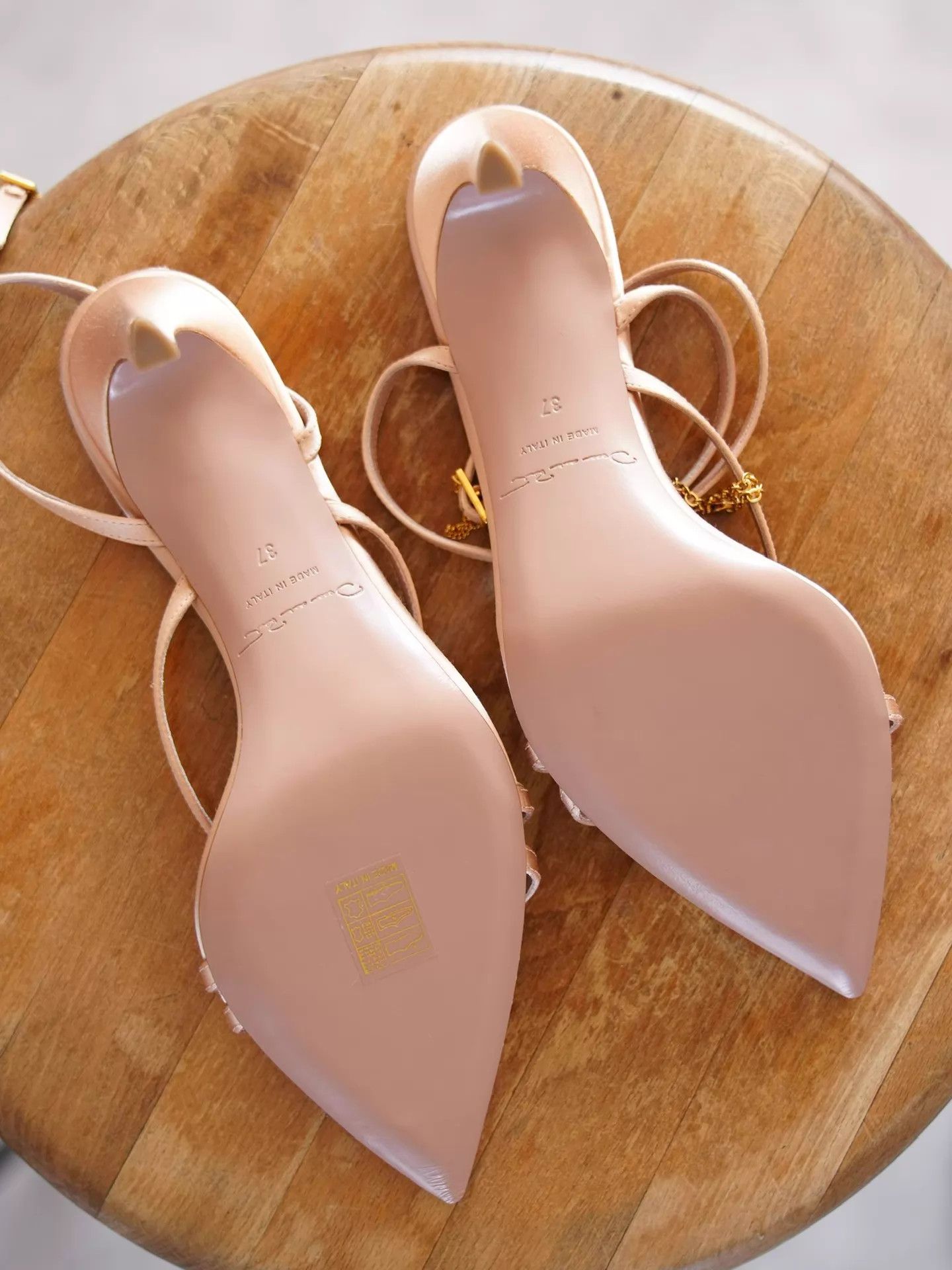 Oscar De La Renta Oscar de la Renta Nude Pink Satin Chain Heels EU 37 New Size US 6.5 / IT 36.5 - 4 Thumbnail