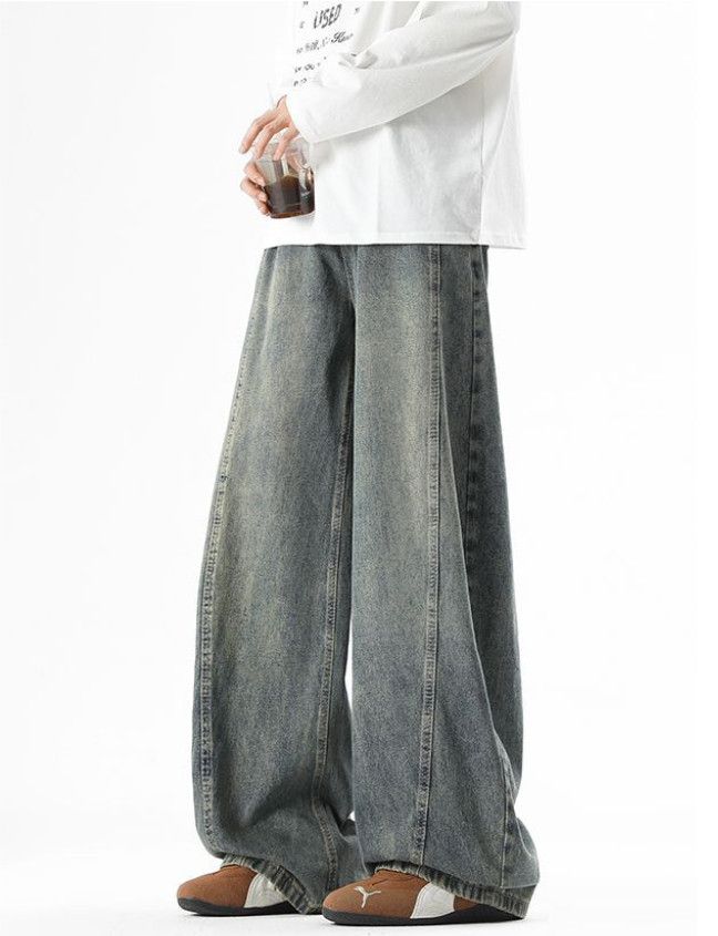 Japanese Brand American retro washed patchwork curved jeans for men Size US 32 / EU 48 - 3 Thumbnail