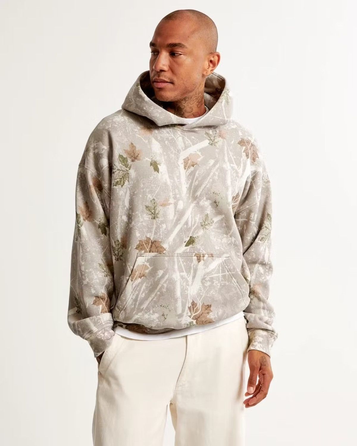 Abercrombie Fitch XL Off White Camo Essential Popover Hoodie Viral TikTok Grailed