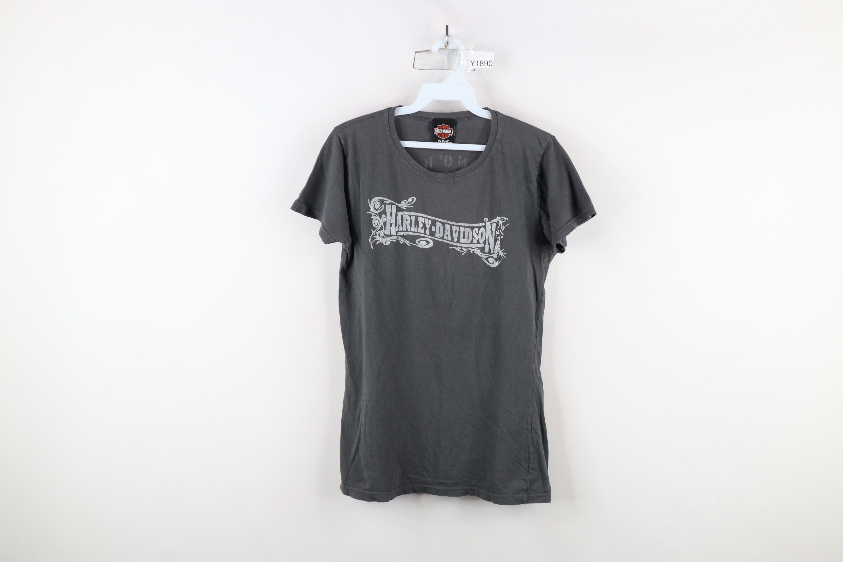 Harley Davidson × Vintage Vintage Y2K Harley Davidson Spell Tribal T-Shirt Gray Cotton Size L / US 10 / IT 46 - 1 Thumbnail