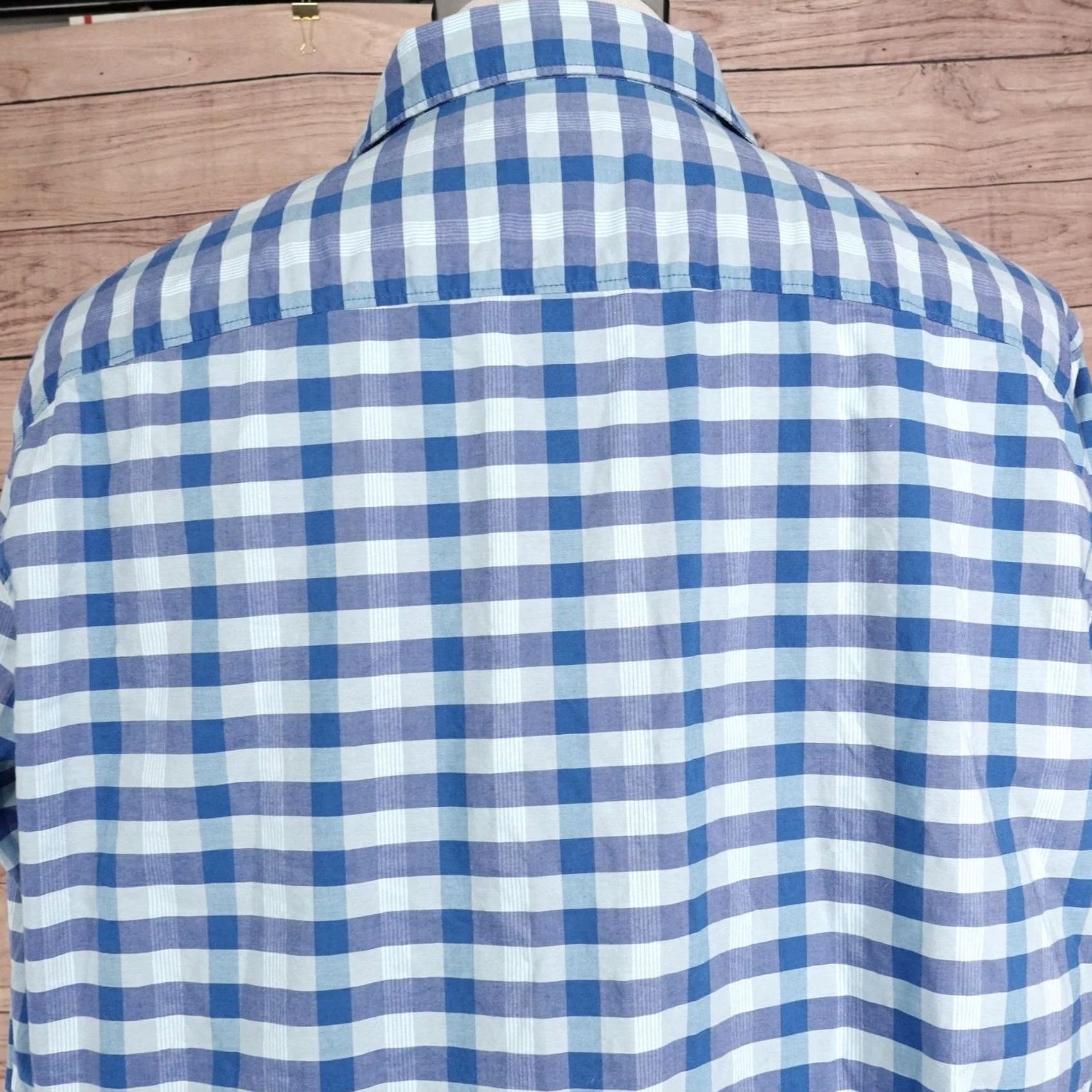 Liz Claiborne Claiborne Shirt Mens XL Blue Check Long Sleeve Button-Up Stretch Size US XL / EU 56 / 4 - 4 Thumbnail