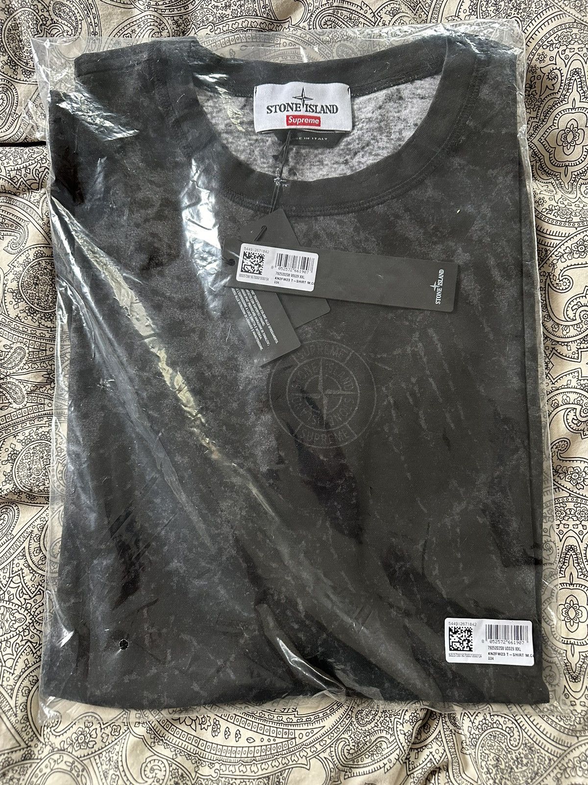 image of Stone Island X Supreme Fw23 T-Shirt in Black, Men's (Size 2XL)