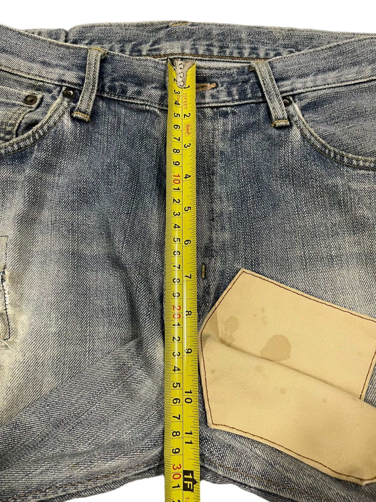Edwin Vintage Edwin Blue Wash Distressed Patchwork Style Jeans Size US 34 / EU 50 - 13 Thumbnail