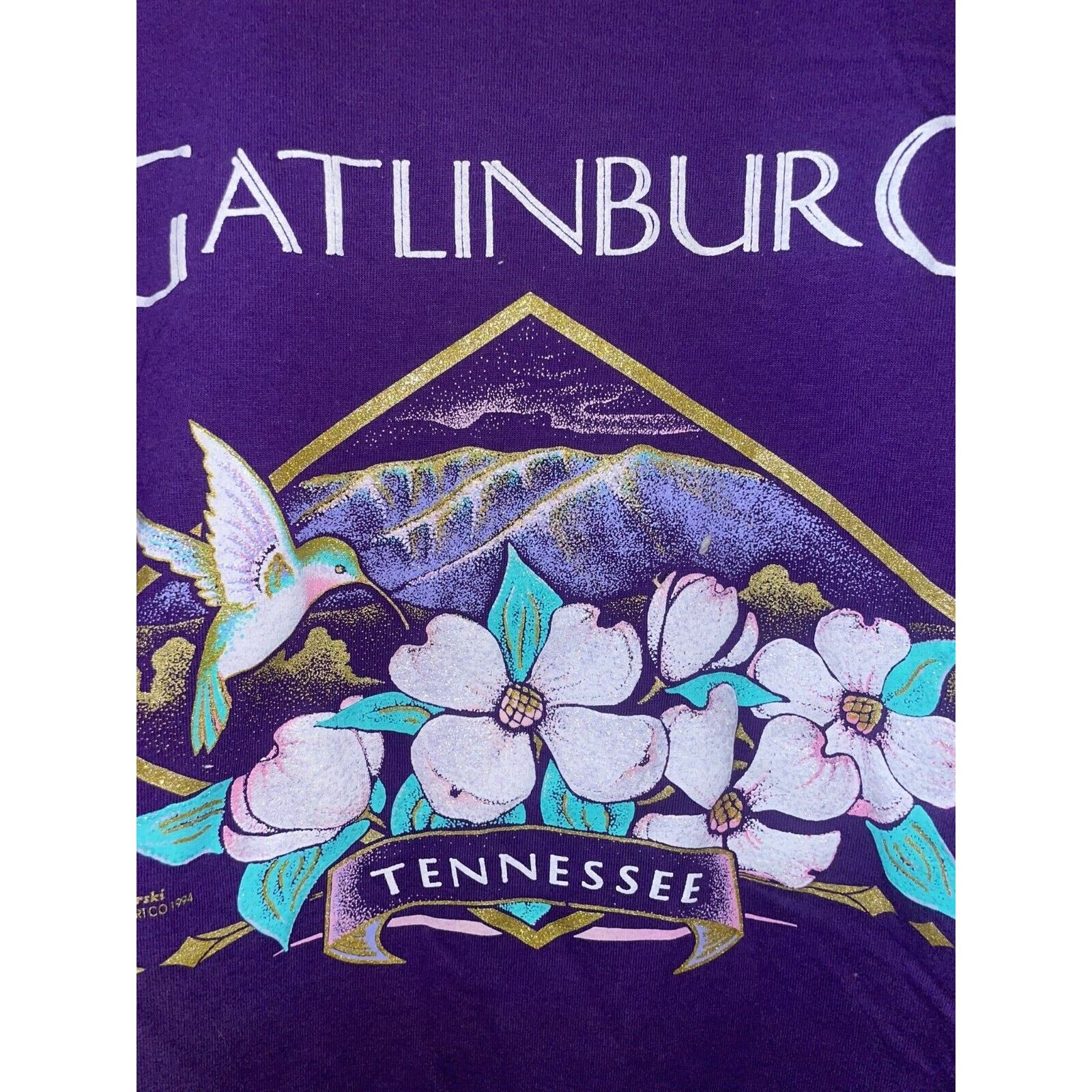 Jerzees Vintage Gatlinburg Tennessee Shirt Floral Flower Tee VTG 90s Size US L / EU 52-54 / 3 - 2 Thumbnail