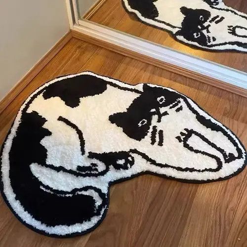 VIBE Design Soft Home Bedroom Cat Print Rug Carpet Size ONE SIZE - 2 Thumbnail
