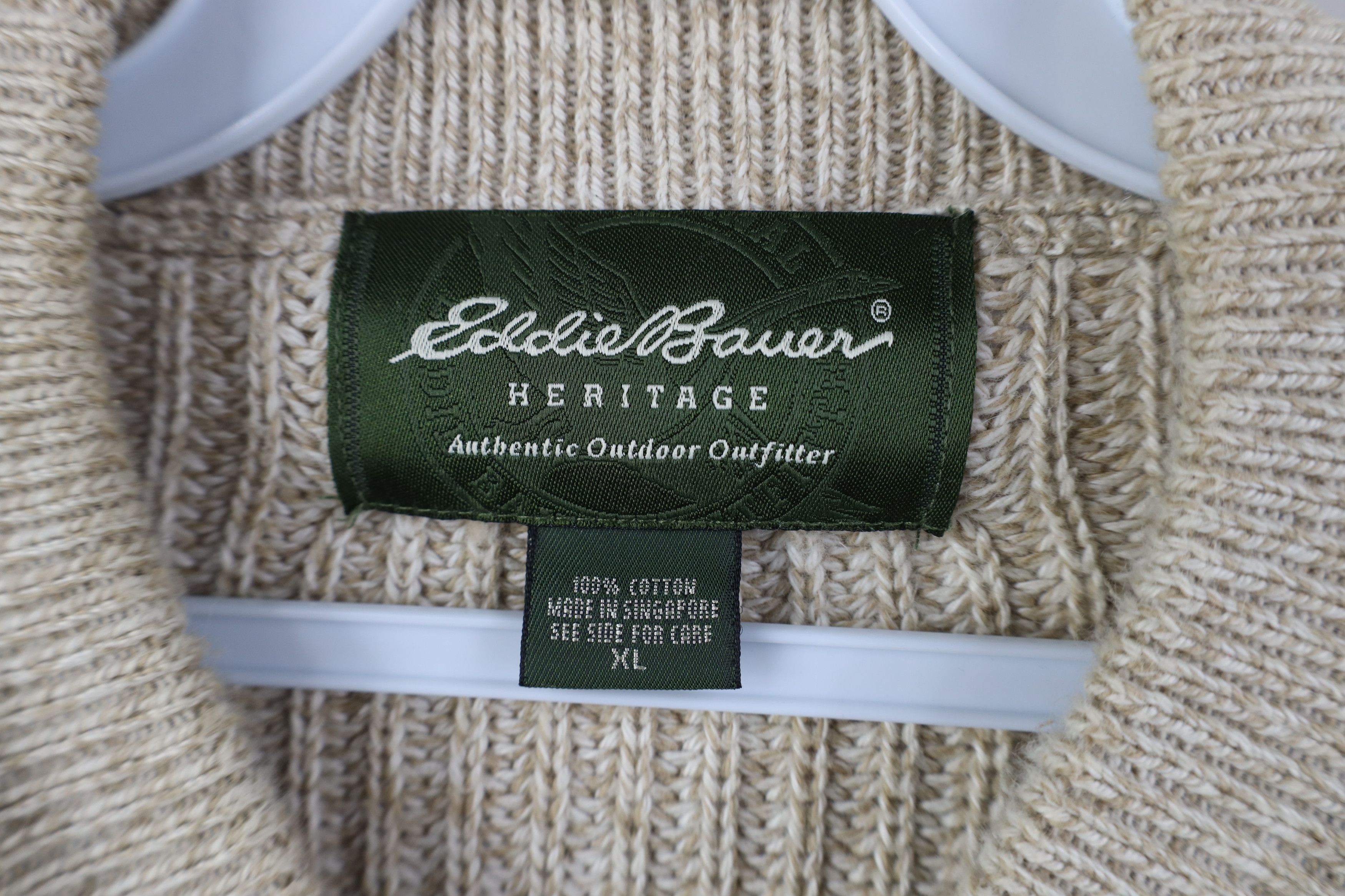 Eddie Bauer Vintage Eddie Bauer Ribbed Knit Henley Sweater Oatmeal Brown Size US XL / EU 56 / 4 - 6 Thumbnail