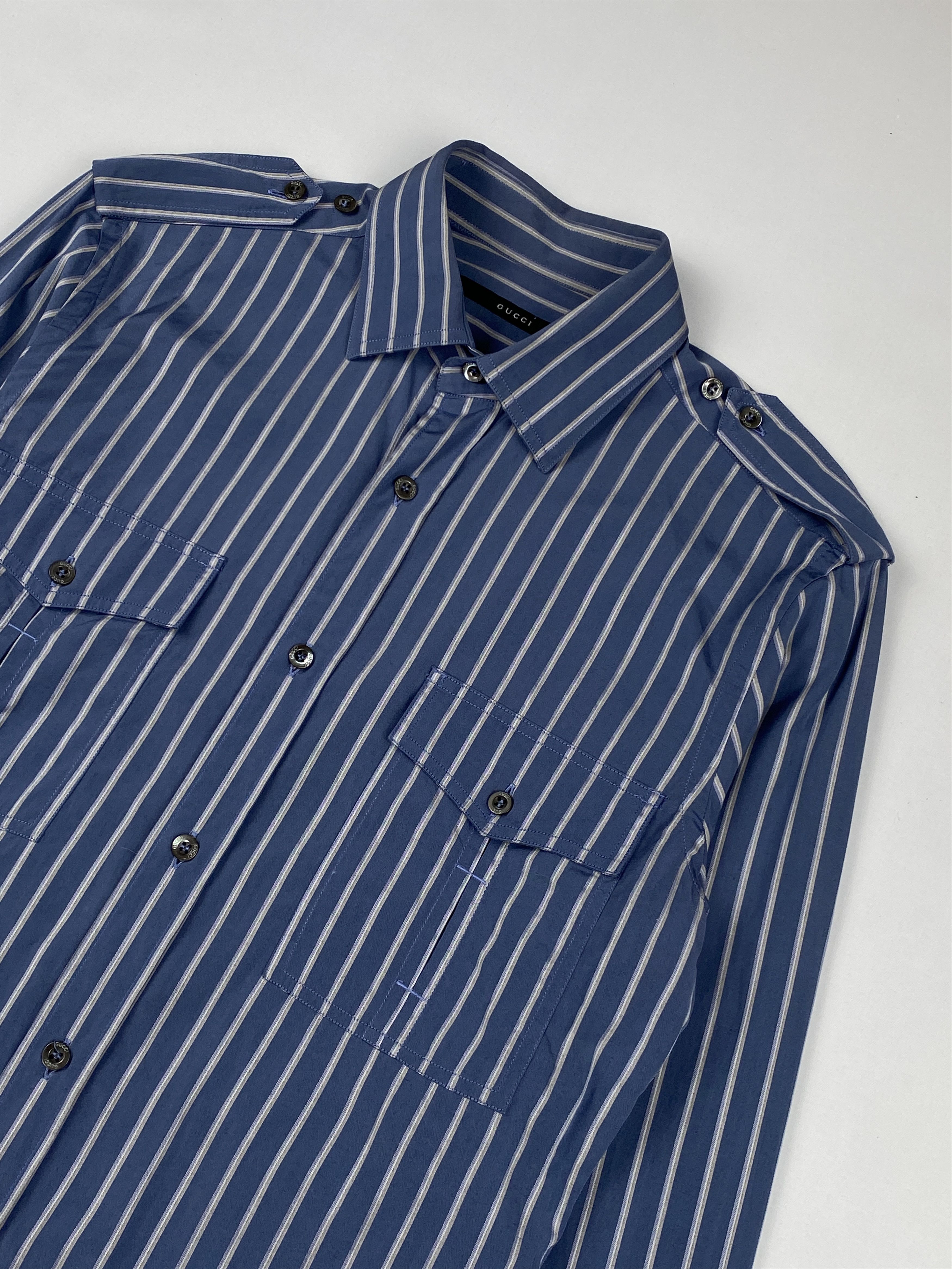 Gucci Double Pocket Striped Long Sleeve Shirt Size XS / US 0-2 / IT 36-38 - 5 Thumbnail