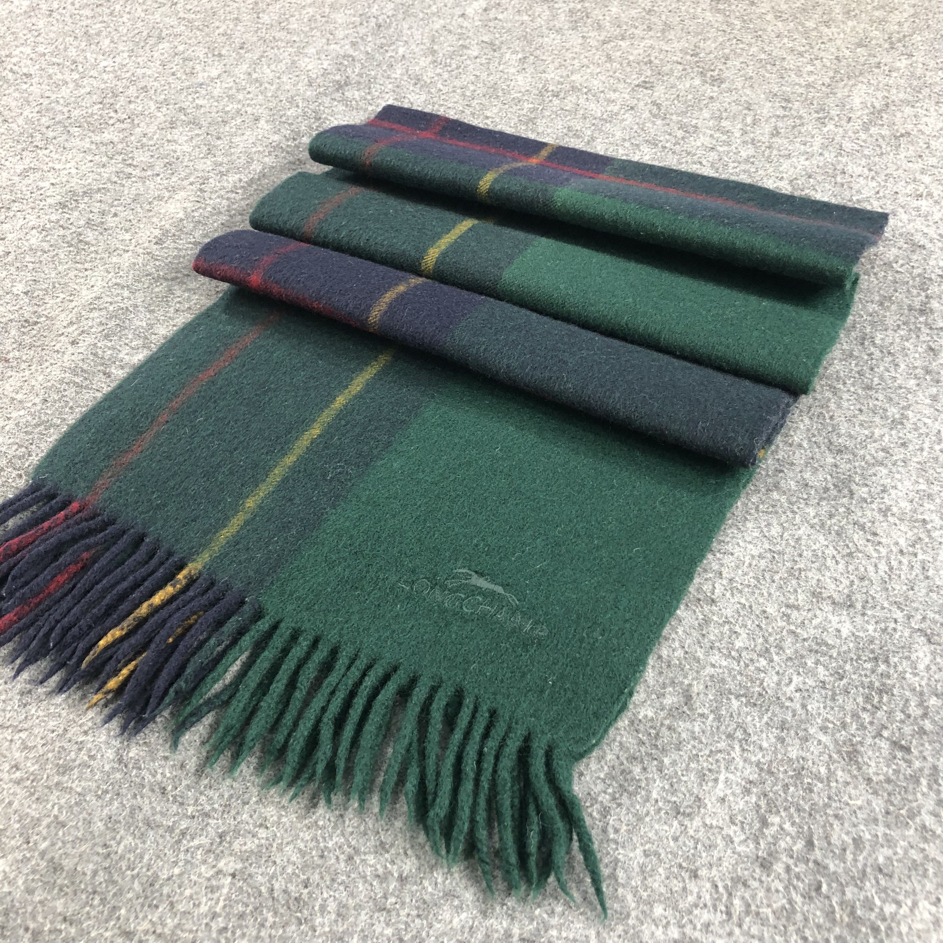 Longchamp Longchamp Tartan Wool Scarf Muffler V901 Size ONE SIZE - 3 Thumbnail