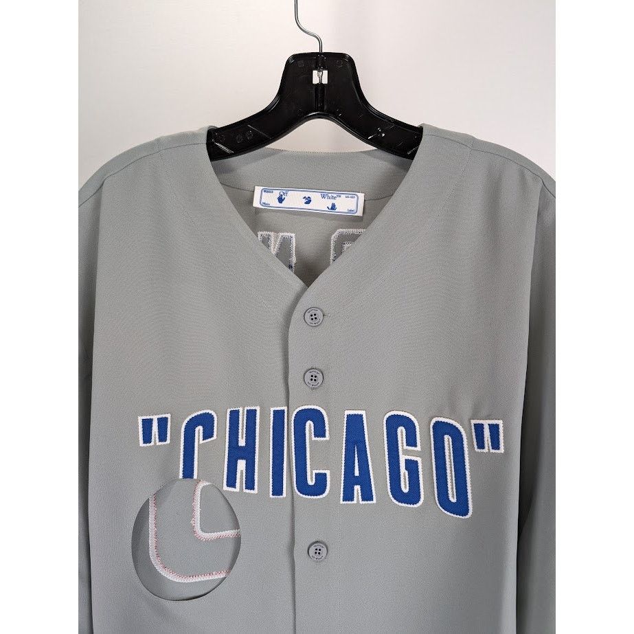 Off-White o1rshd1 Q:2 / MLB-Chicago Cubs Cheese Shirt in Grey/Blue/Red Size US XL / EU 56 / 4 - 4 Thumbnail