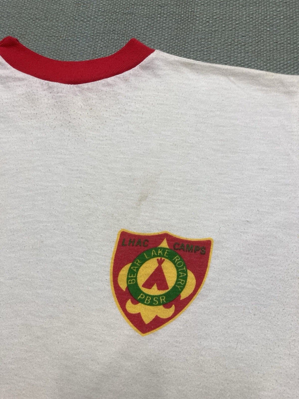 Vintage 60s 70s ringer t shirt Boy Scout bear Lake Michigan BSA XL Size US XL / EU 56 / 4 - 5 Thumbnail