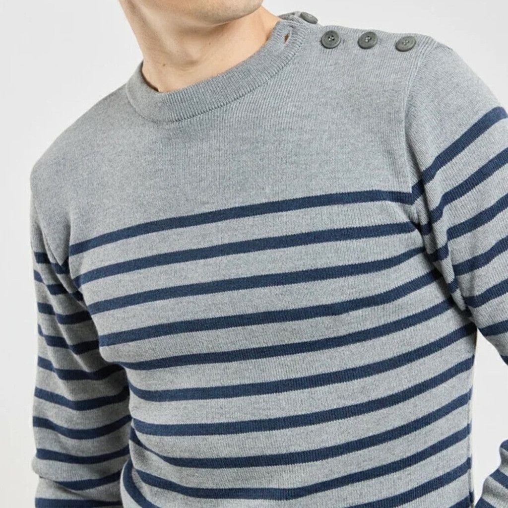 J.Crew J.Crew 100% Merino Slim Fit Grey Striped Sweater Size M Size US M / EU 48-50 / 2 - 1 Thumbnail