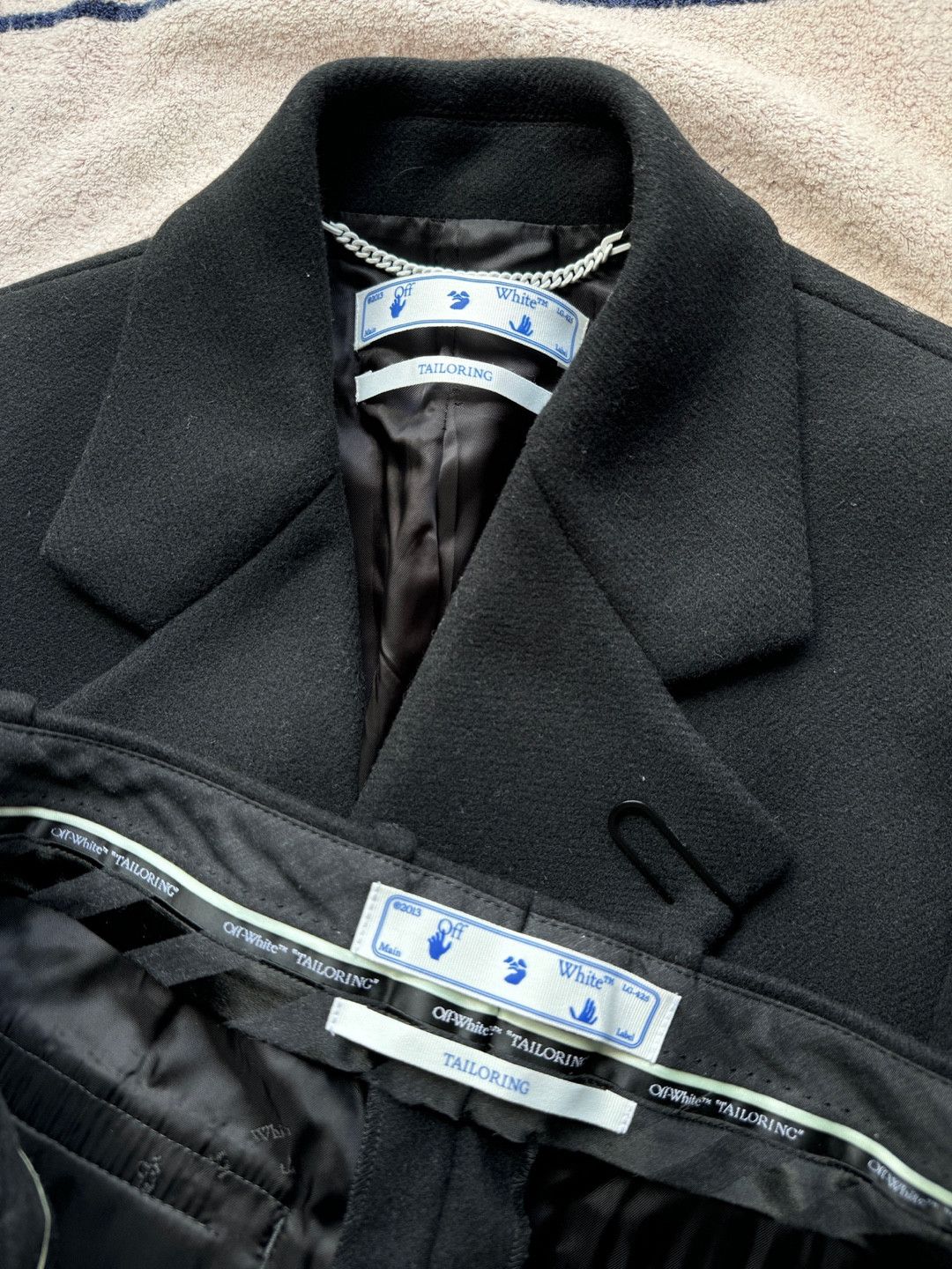 Off-White TAILORING Suit Double-Breasted Blazer + Pants Wool Set up Size 46L - 3 Thumbnail