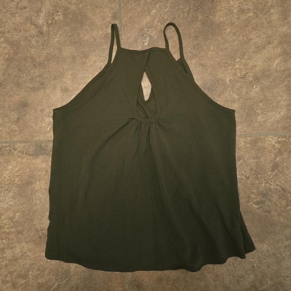 Designer Dark Olive Detailed Chocolate Dressy Tank Size L / US 10 / IT 46 - 2 Thumbnail