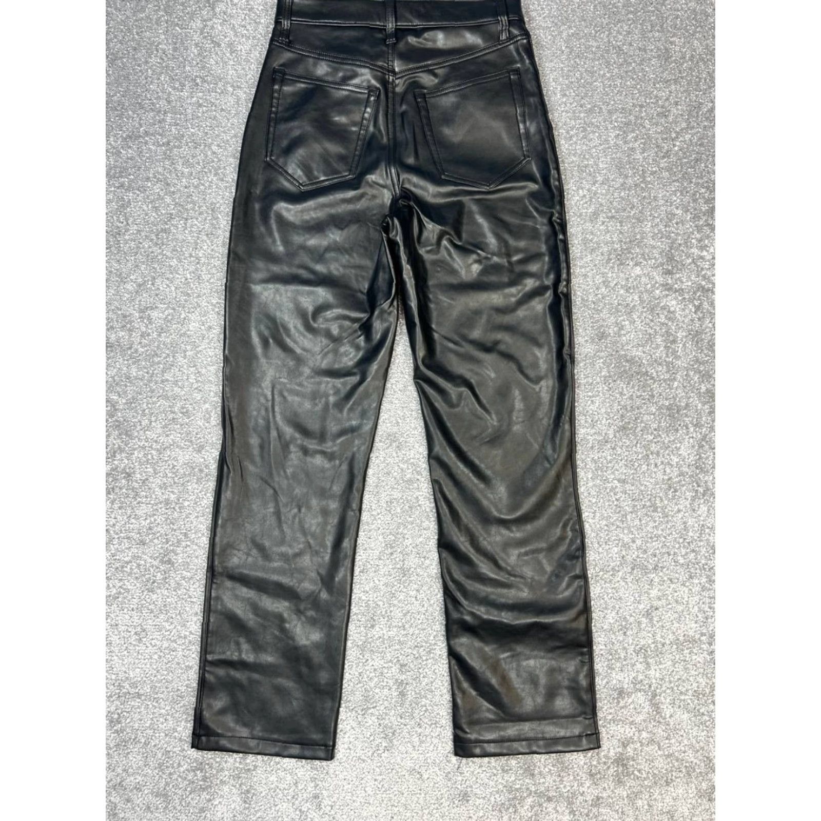 Abercrombie & Fitch Abercrombie & Fitch The 90s Straight Pants Women XS-4 Black Faux Leather High Rise Straight Modern Style Size 27" / US 4 / IT 40 - 2 Thumbnail