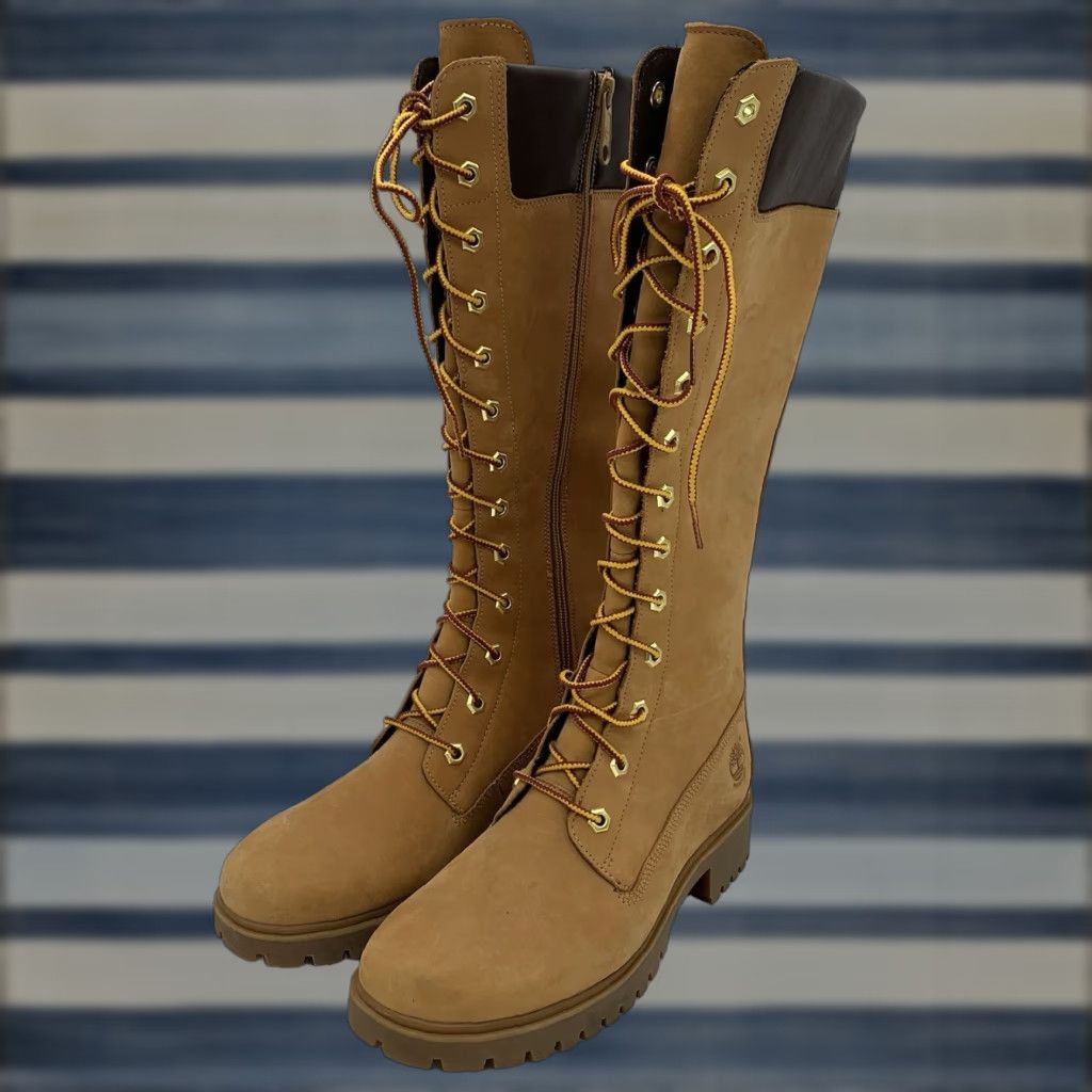 VINTAGE Timberland Boots Womens M Knee High Leather Lace Up