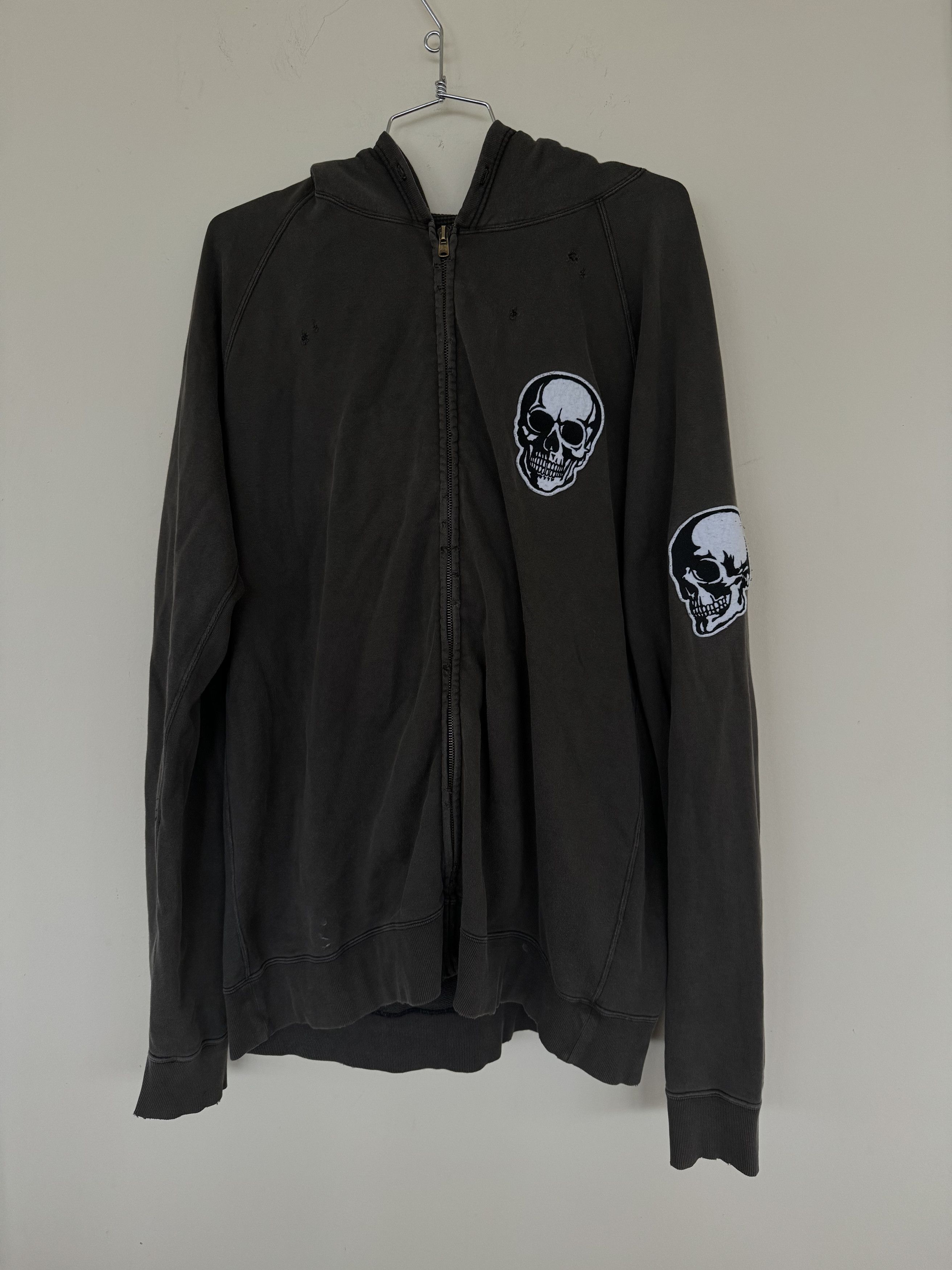 image of Number N Ine Number Nine Double Skull Zip Up Hoodie in Green, Men's (Size 2XL)