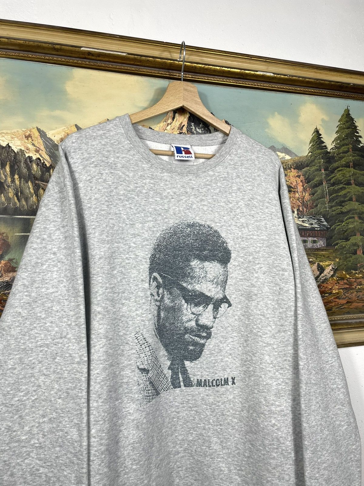 Vintage Malcolm X Grey Crewneck Sweater Jumper Legend Baggy Oversize Size US XXL / EU 58 / 5 - 5 Thumbnail