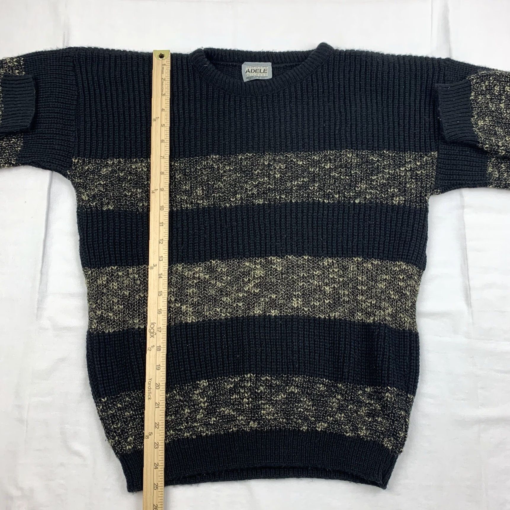 Vintage VINTAGE Adele Sweater Adult Medium Black Striped Knit Pullover Crewneck 80s 90s Mens Size US M / EU 48-50 / 2 - 4 Thumbnail