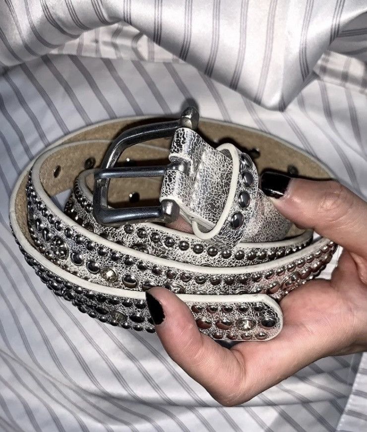 Japanese Brand × Vintage Retro punk rhinestone studded rivet cracked belt Size ONE SIZE - 2 Thumbnail