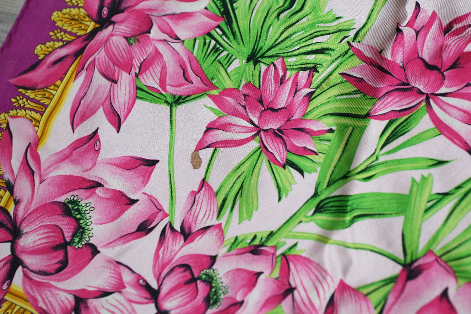 Versace Vintage Versace Italy Buddha Floral Print Silk Luxury Scarf Size ONE SIZE - 4 Thumbnail