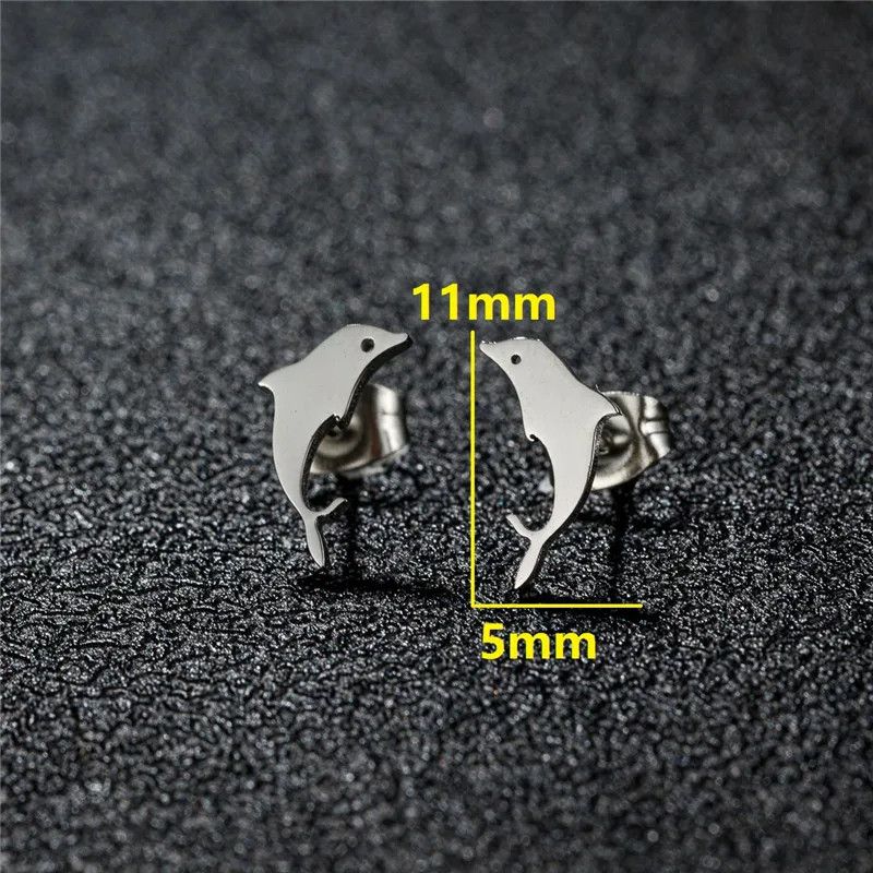 Jewelry Dolphin Mini Stud Earrings Charm Earring Gift Size ONE SIZE - 2 Thumbnail