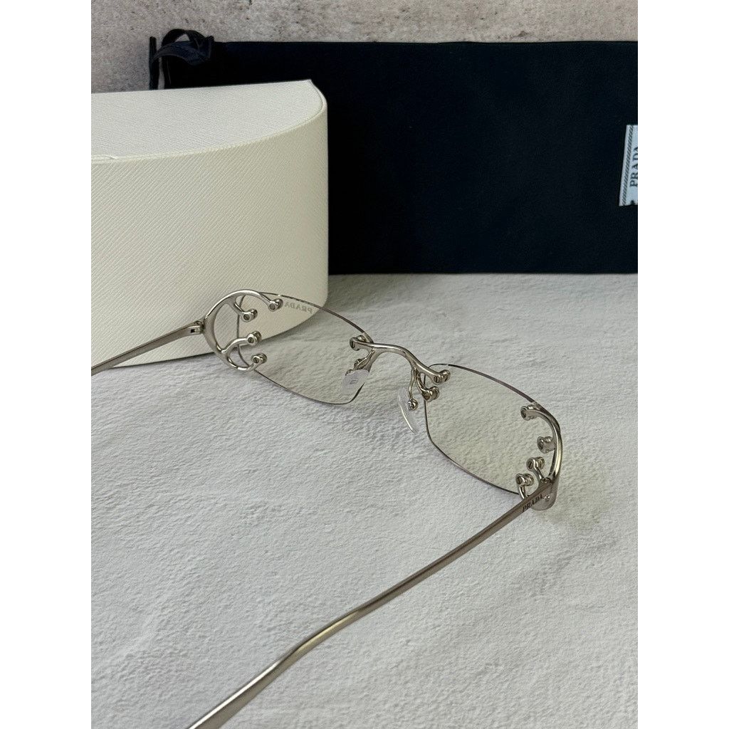 Prada NEW Prada PR C57S Sunglasses in Silver Clear Bluelight $815 Size ONE SIZE - 9 Thumbnail