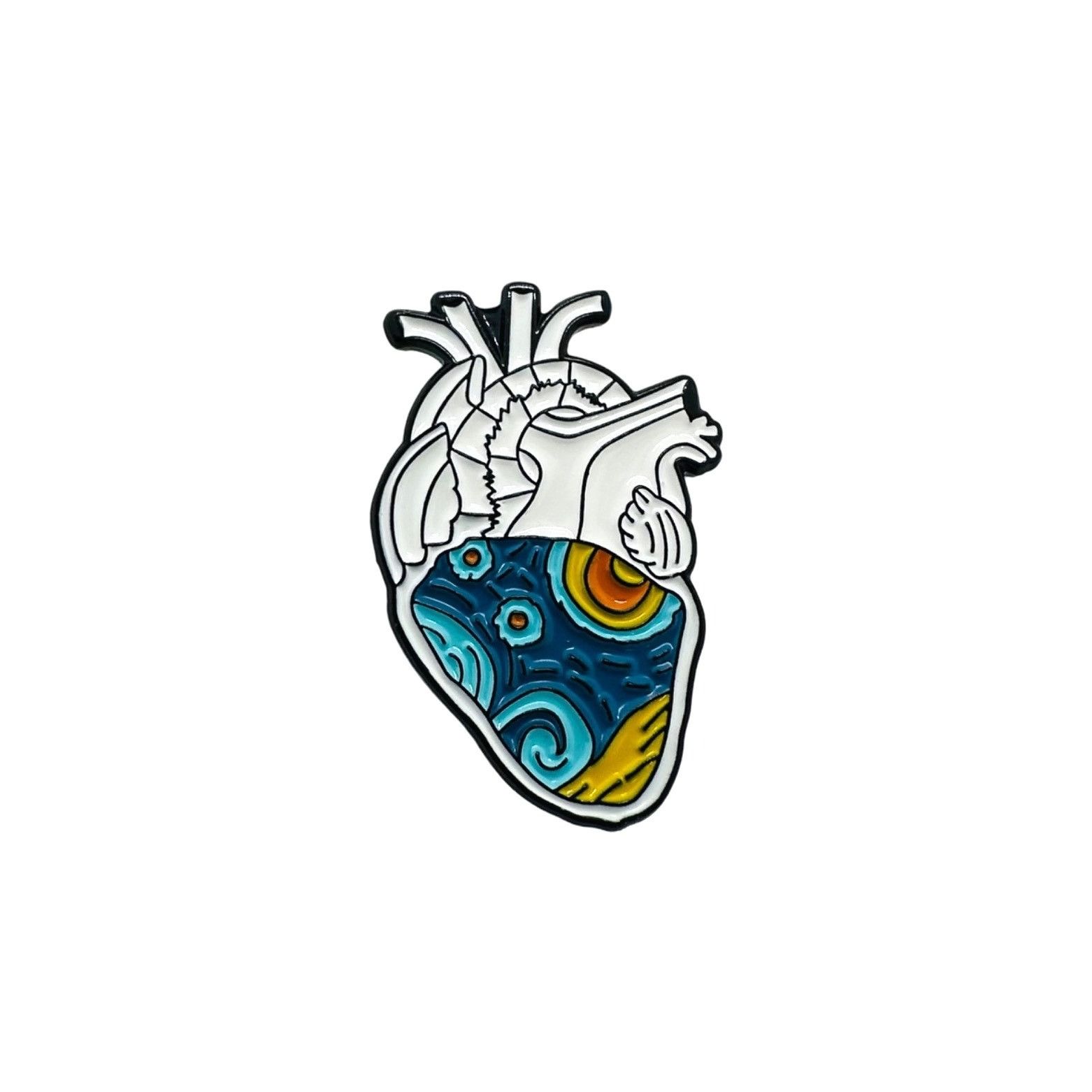 Other ✨Gift Van Gogh Starry Sky Anatomical Heart Enamel Pin Organ Size ONE SIZE - 4 Thumbnail