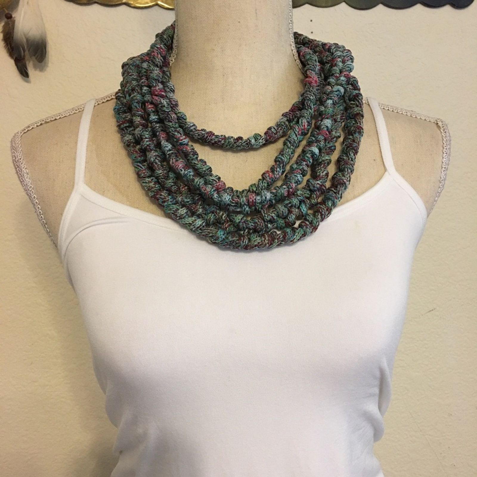 Jewelry Handmade multi strand knotted yarn necklace Size ONE SIZE - 3 Thumbnail