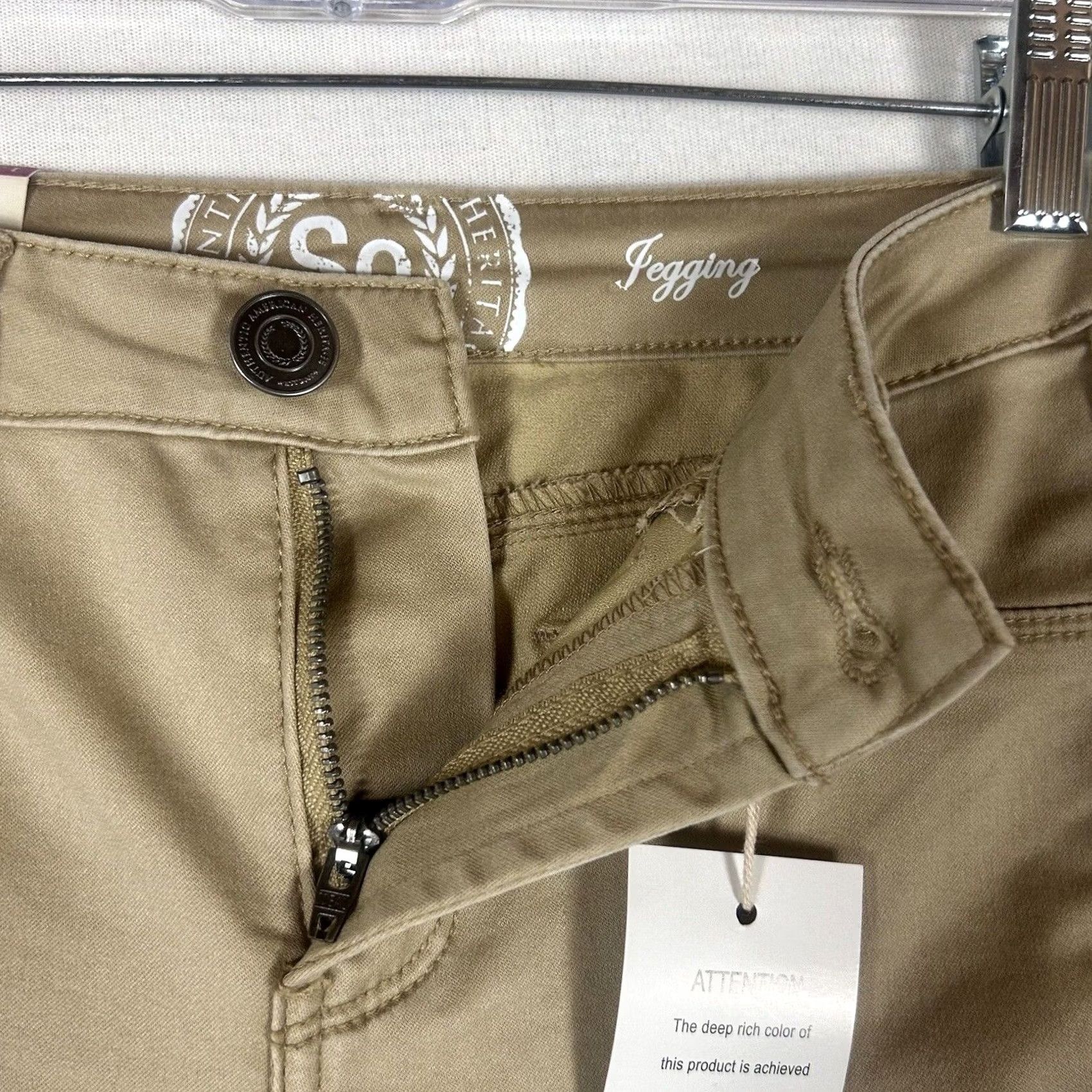 Vintage SO Kohls So NEW High Rise Ankle Jegging Juniors Size 1 Skinny Pants Khaki Tan NWT Size 25" / US 0 / IT 36 - 2 Thumbnail