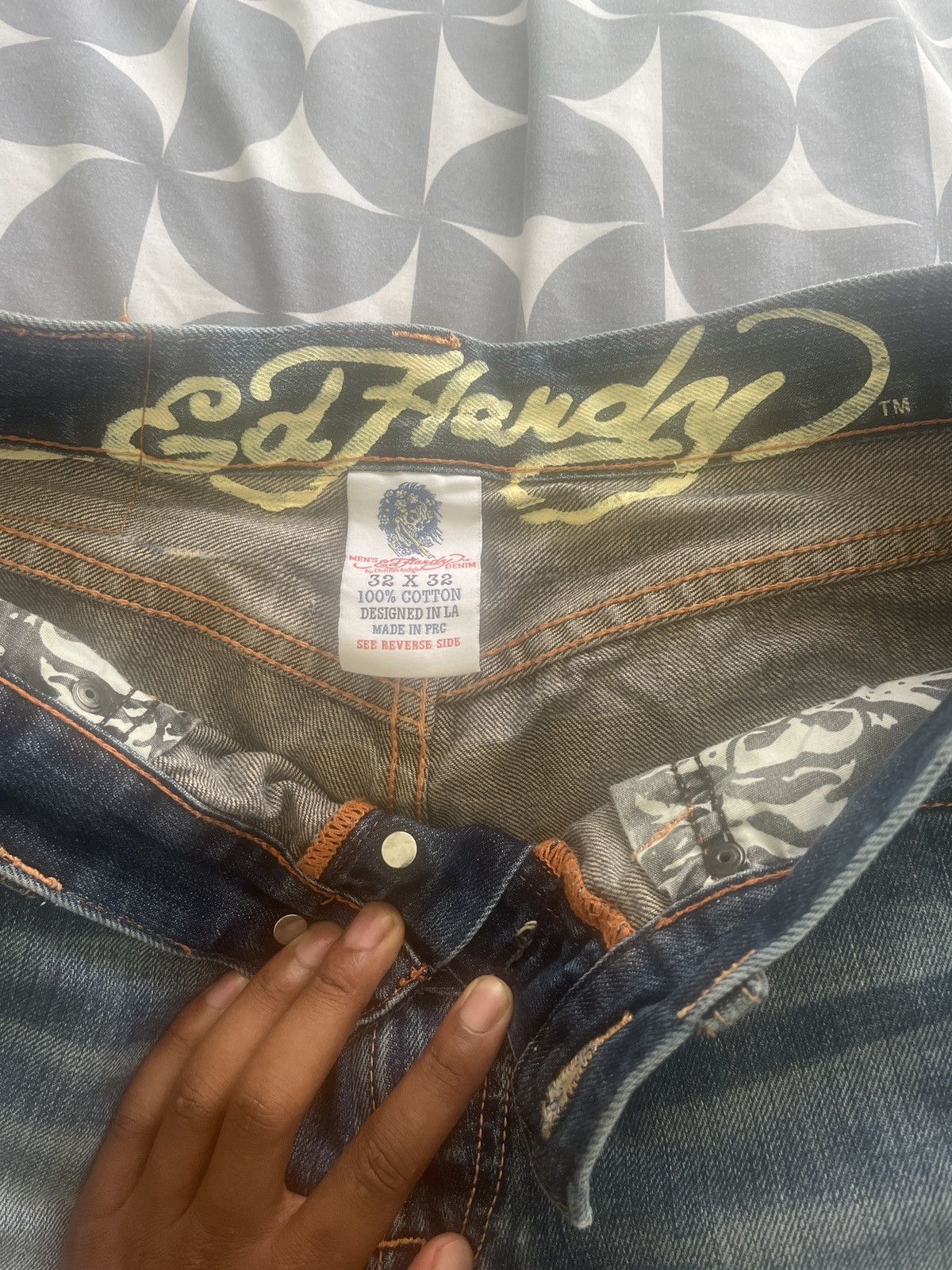 Ed Hardy Ed Hardy Embroidered Stone-washed Jeans Size US 32 / EU 48 - 4 Thumbnail