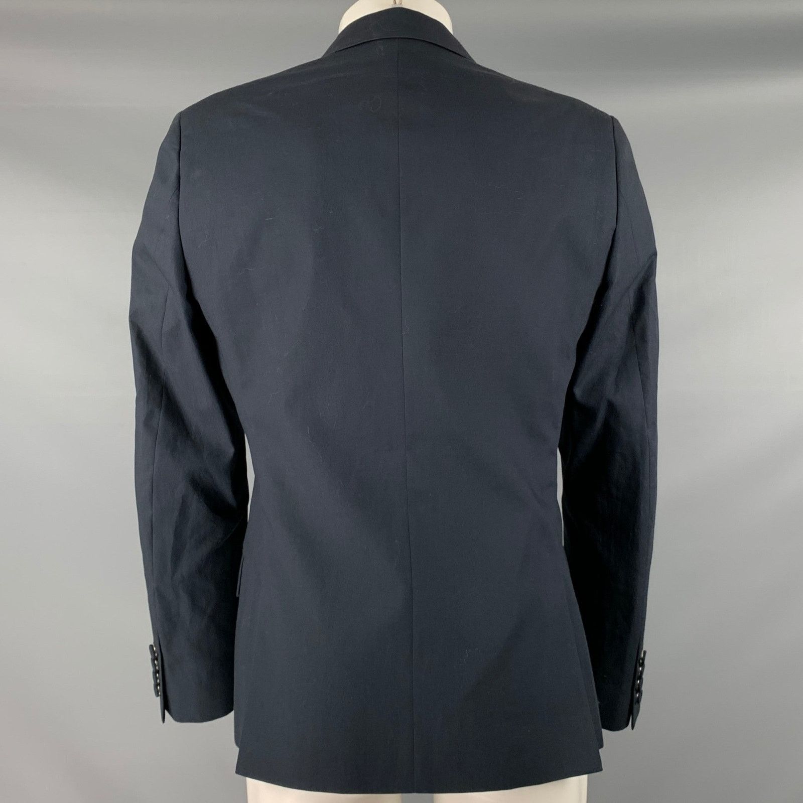 Calvin Klein Size 38 Navy Cotton Double Breasted Sport Coat Size 38R - 3 Thumbnail