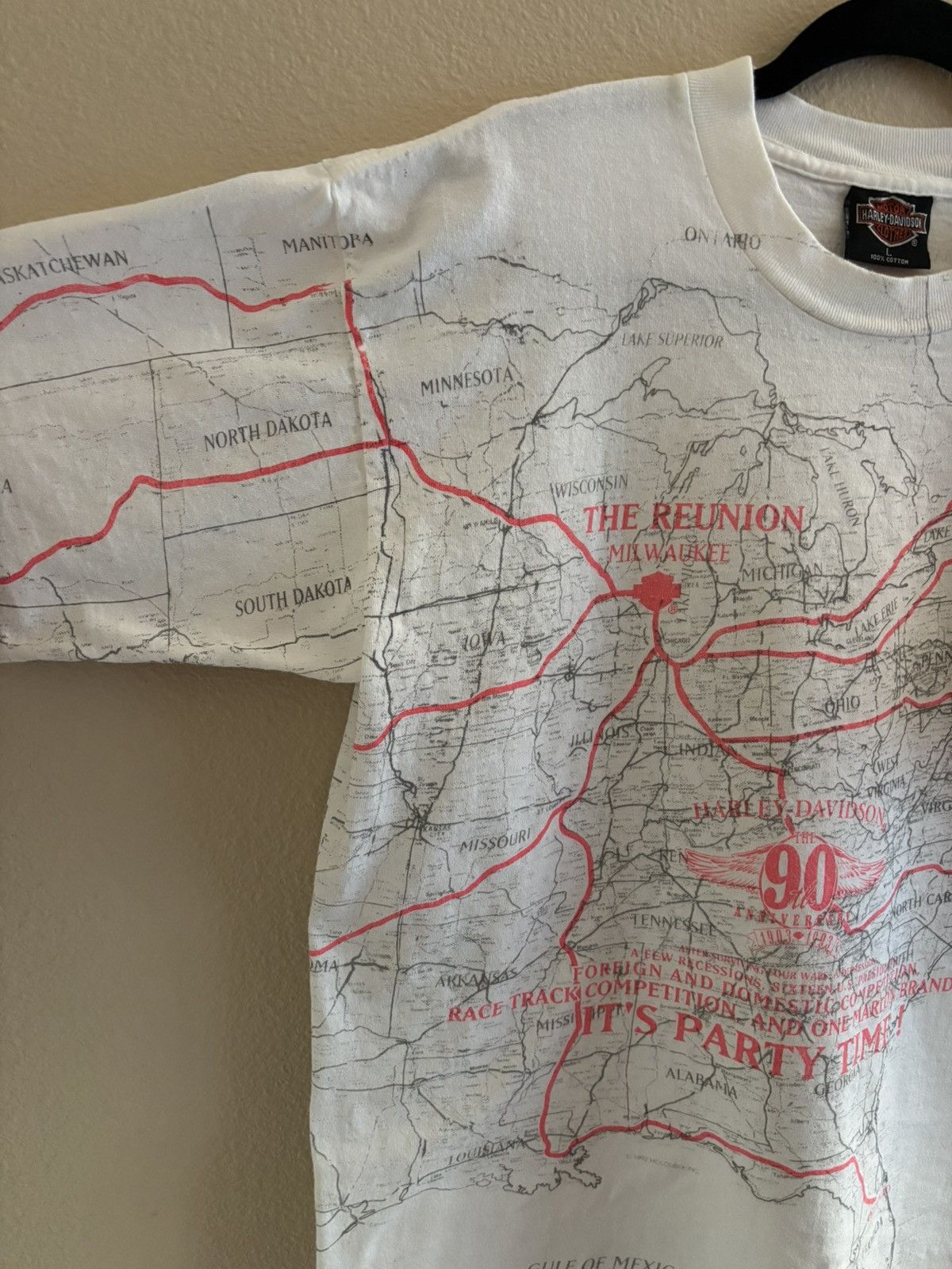 Vintage 1993 Harley-Davidson "The Reunion" AOP Map Tee Size US L / EU 52-54 / 3 - 3 Thumbnail