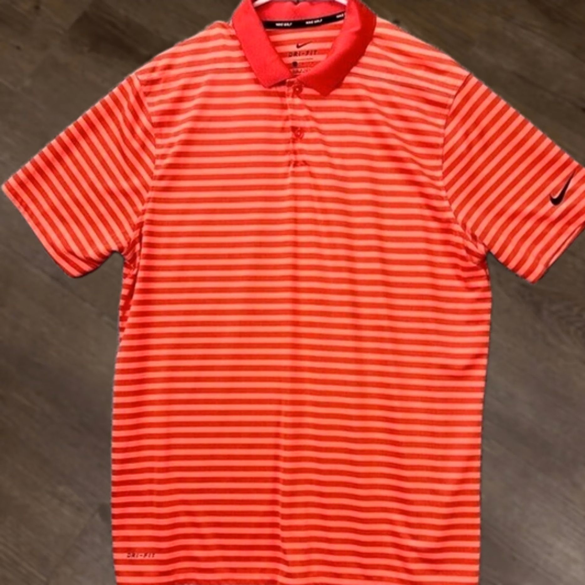 Nike Nike Golf Polo Shirt Mens Large Dri-FIT Orange Stripes Size US L / EU 52-54 / 3 - 1 Thumbnail