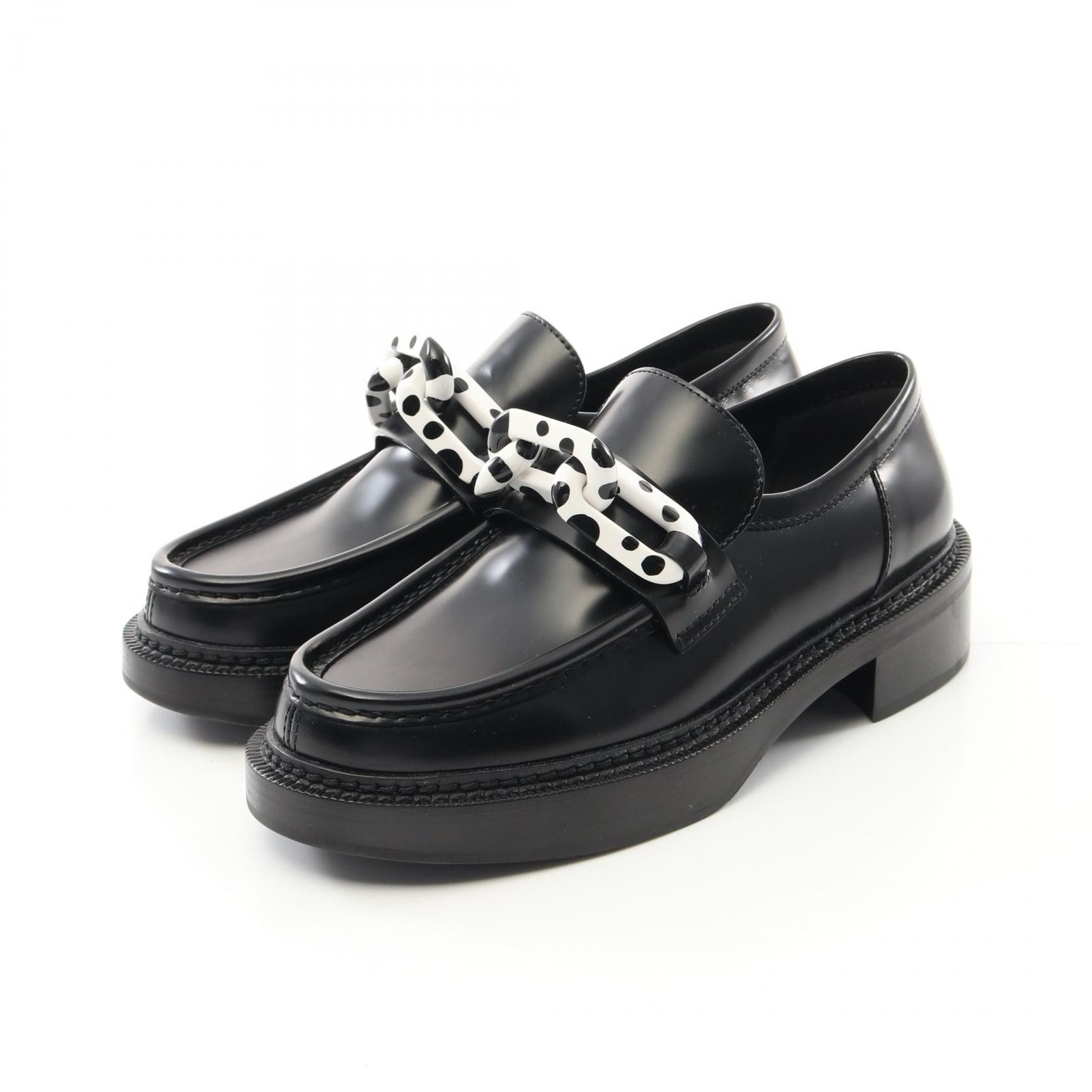 Louis Vuitton Louis Vuitton Louis Vuitton × Yayoi Kusama Academy Line Leather Loafers Limited Leather Shoes in Black, Women's