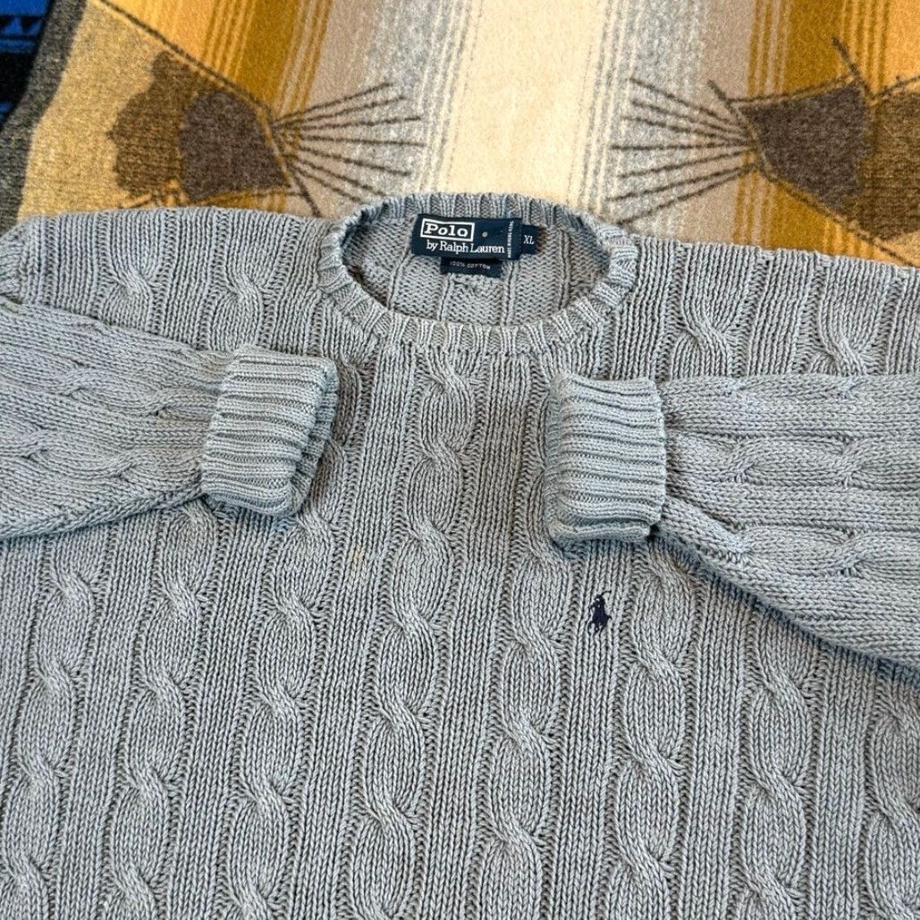 Polo Ralph Lauren VINTAGE Polo by Ralph Lauren Men’s Polo Ralph Lauren Cable Knit Fisherman Pullover Sweater Size XL Blue Long Sleeve Solid Pullover 90s Casual Mens Size US XL / EU 56 / 4 - 2 Thumbnail
