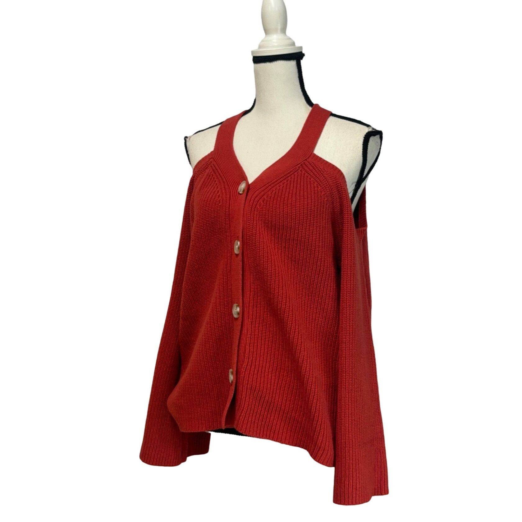 Other Lush Cold Shoulder Cardigan in Cherry Mahogany Sz. M Size M / US 6-8 / IT 42-44 - 3 Thumbnail