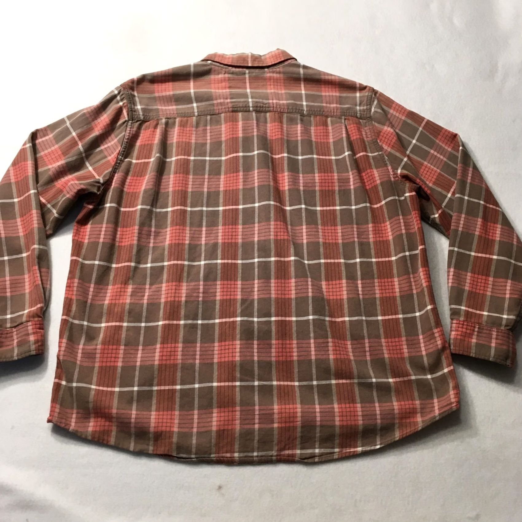 Vintage vintage Shirt Orange Plaid Long Sleeve Cotton Chest Pocket Mens XL extra Large Size US XL / EU 56 / 4 - 6 Thumbnail