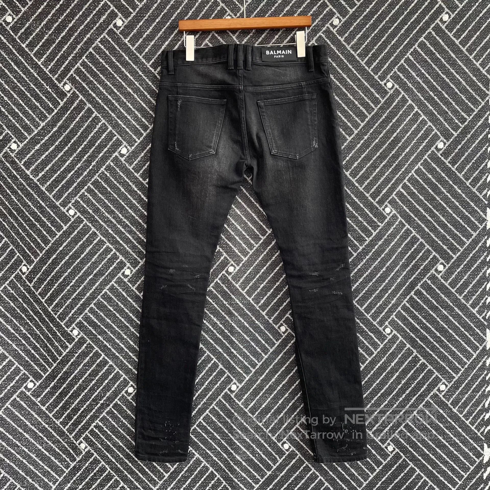 Balmain Balmain Black Silver Washed Distressed Jeans. Size US 32 / EU 48 - 2 Thumbnail