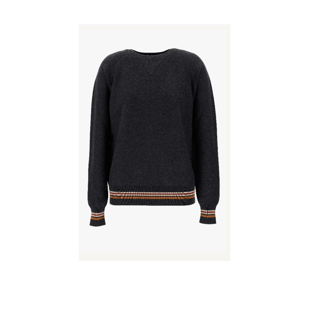 Loro Piana o1srvl11e1224 Stripe Crewneck Sweater in Black Size S / US 4 / IT 40 - 1 Thumbnail